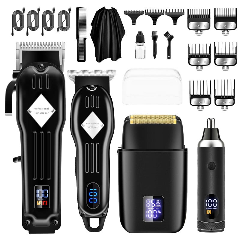 Professional Hair Clippers and Trimmer Set for Men Beard Trimmer  Foil Shaver  Nose Trimmer Kit Cordless Mens Clippers and Grooming Kit for Hair Cutting Beard Styling Home Barber